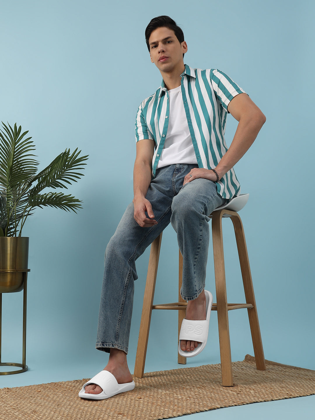 Women's Pure White Round Toe Polyurethane Casual Slides