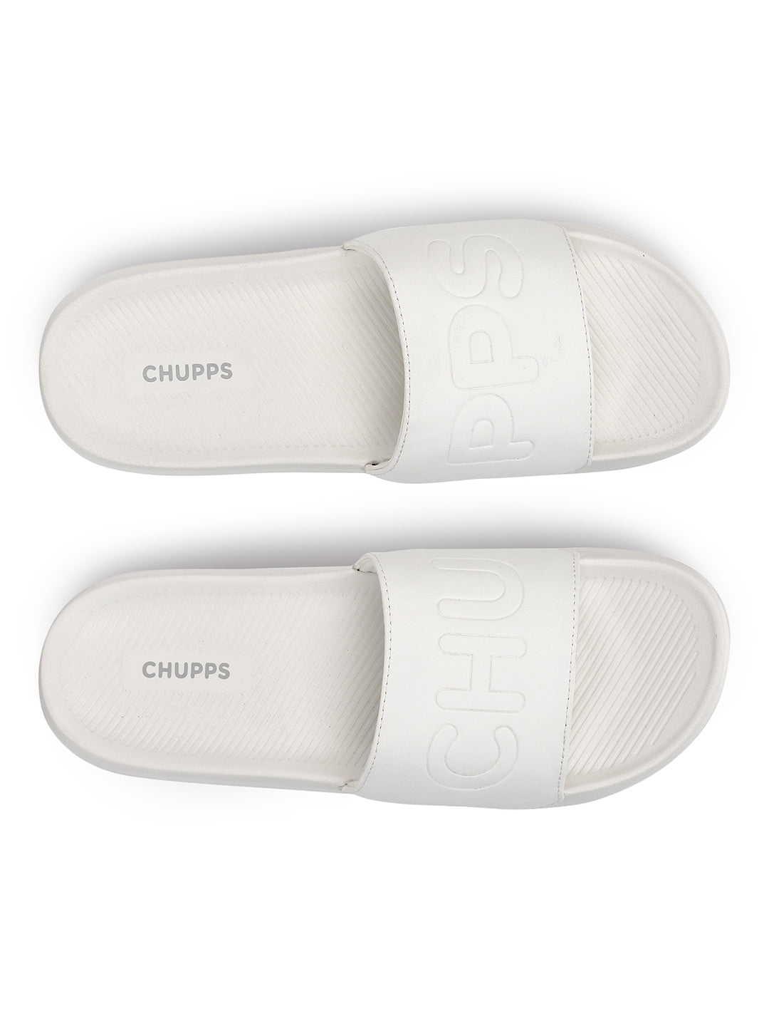 Women's Pure White Round Toe Polyurethane Casual Slides