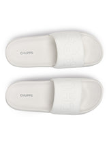 Women's Pure White Round Toe Polyurethane Casual Slides