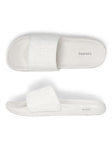 Women's Pure White Round Toe Polyurethane Casual Slides