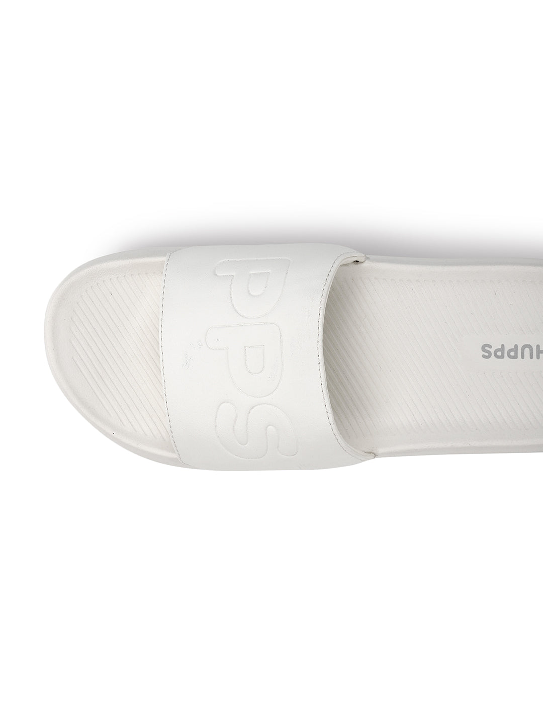 Women's Pure White Round Toe Polyurethane Casual Slides
