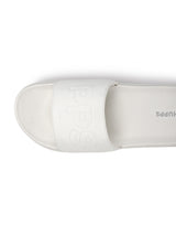 Women's Pure White Round Toe Polyurethane Casual Slides