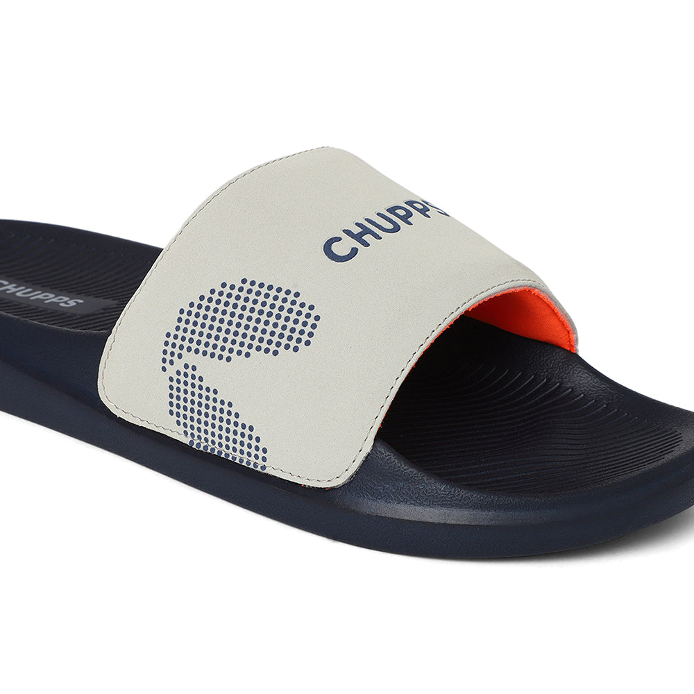 Women's Edge Blue and Grey Round Toe Polyurethane Casual Slides