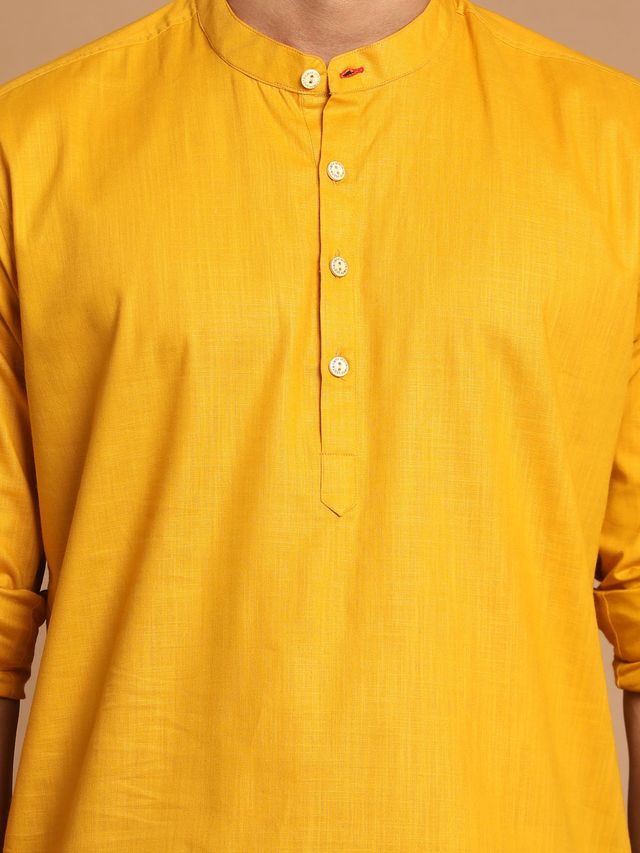 Men's Mustard Festive Ethnic Full Sleeves Kurta
