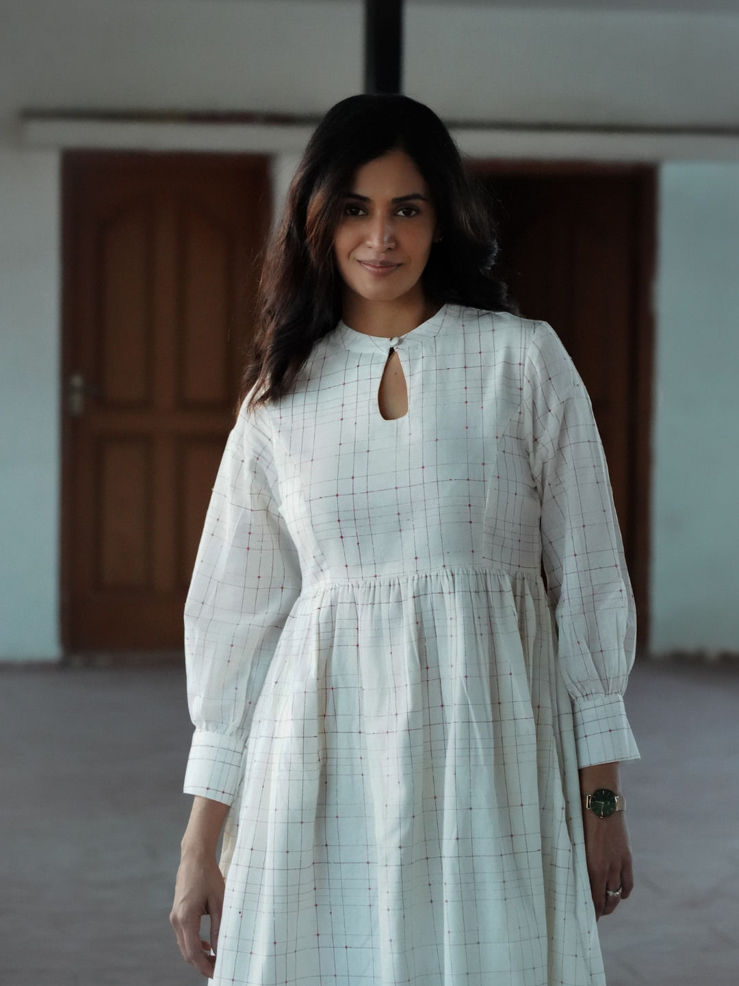 Women's White Casual Regular Fit Printed Dress