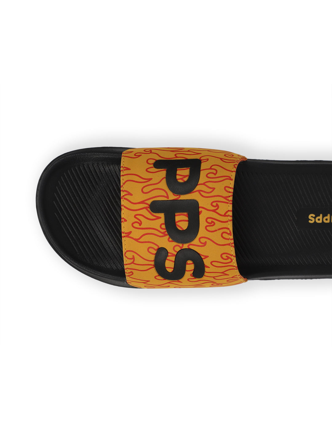 Women's Flame Yellow Round Toe Polyurethane Casual Slides