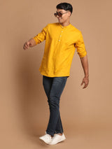 Men's Mustard Festive Ethnic Full Sleeves Kurta