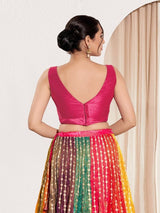 Women's Pink Mulbury Silk Padded Back Open Sleeveless Saree Blouse