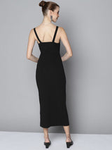 Women's Black Waist Cut Out Bodycon Dress