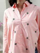 Women's Pink Casual Solid Regular Fit Full Sleeves Shirt