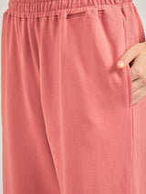 Women's Purple Casual Wide Leg Solid Trackpant