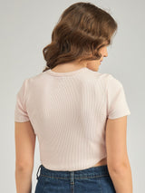 Women's Pink Casual Slim Fit Solid Top