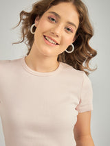 Women's Pink Casual Slim Fit Solid Top