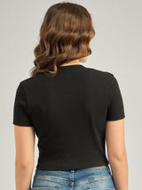 Women's Black Casual Slim Fit Solid Top