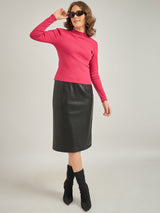 Women's Pink Casual Slim Fit Solid Top