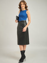 Women's Blue Casual Skinny Fit Solid Top