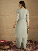 Women's Elegant Sky Blue Ethnic Shimmer Kurta Set