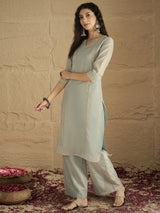 Women's Elegant Sky Blue Ethnic Shimmer Kurta Set