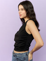 Women's Black Party Skinny Fit Solid Top