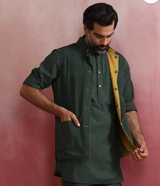 Men's Yellow Festive Solid Regular Fit Sleeveless Reversible Jacket