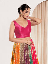 Women's Pink Mulbury Silk Padded Back Open Sleeveless Saree Blouse