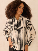 Women's Beige Relaxed Fit Satin Shirt