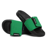 Women's Quilt Bloom Green and Black Round Toe Polyurethane Casual Slides