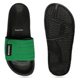Women's Quilt Bloom Green and Black Round Toe Polyurethane Casual Slides