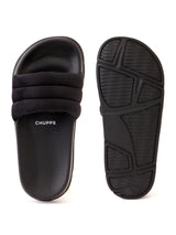 Women's Cloud Cozy Black Round Toe Polyurethane Casual Slides