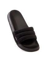 Women's Cloud Cozy Black Round Toe Polyurethane Casual Slides