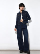 Women's Blue Solid Casual Denim Jacket