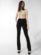 Women's Black Woven Casual Solid Regular Fit Jeans