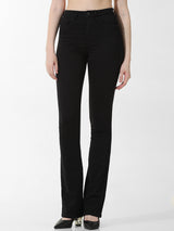 Women's Black Woven Casual Solid Regular Fit Jeans