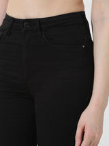 Women's Black Woven Casual Solid Regular Fit Jeans