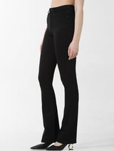 Women's Black Woven Casual Solid Regular Fit Jeans