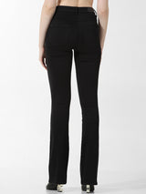 Women's Black Woven Casual Solid Regular Fit Jeans