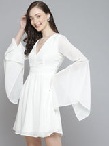 Women's White Boho Sleeve Skater Dress