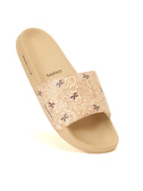 Women's Dream Beige Round Toe Polyurethane Casual Slides