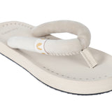 Women's Plush Beige Round Toe Polyurethane Casual Flip-flops