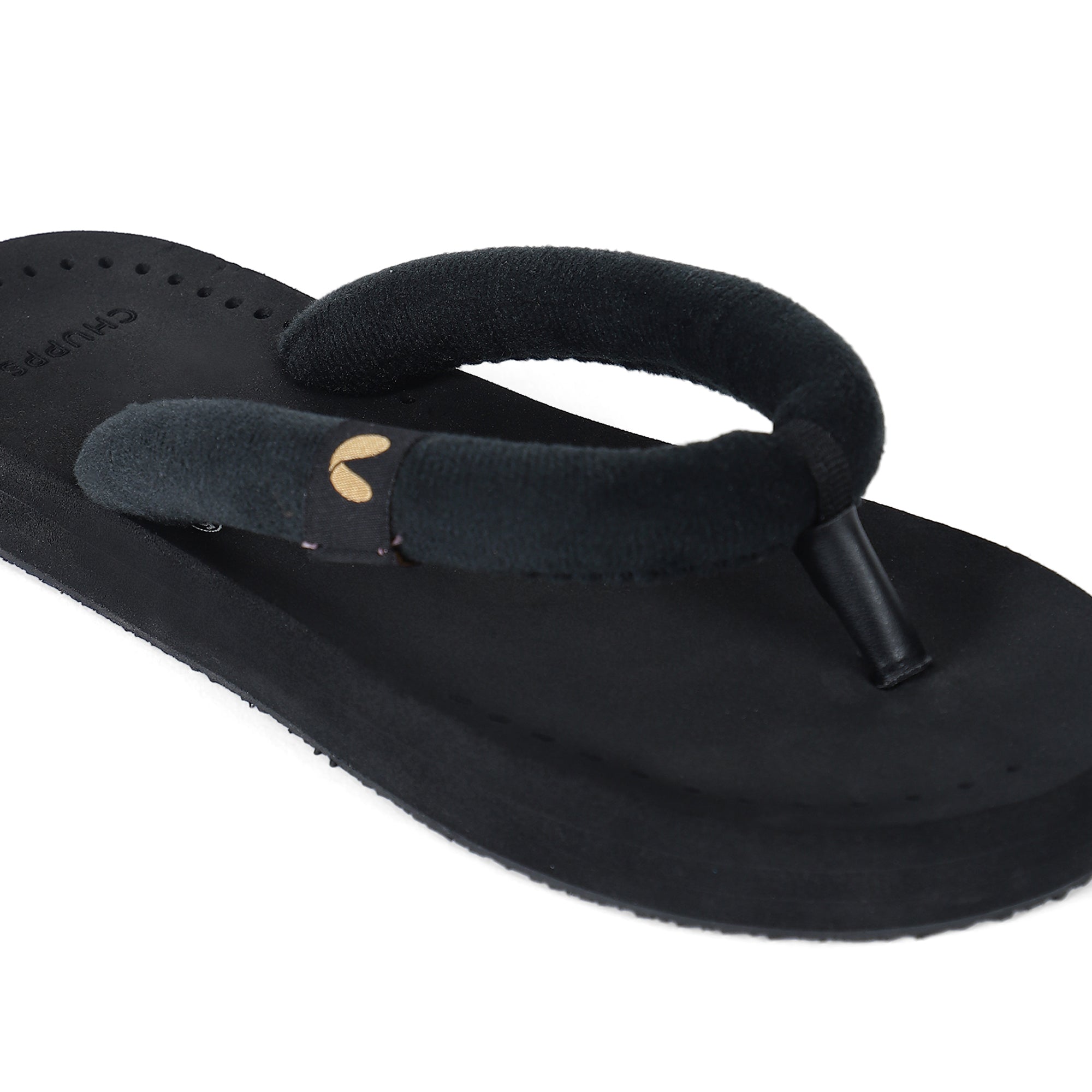 Women's Plush Black Round Toe Polyurethane Casual Flip-flops