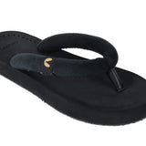 Women's Plush Black Round Toe Polyurethane Casual Flip-flops