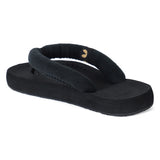 Women's Plush Black Round Toe Polyurethane Casual Flip-flops
