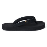 Women's Plush Black Round Toe Polyurethane Casual Flip-flops