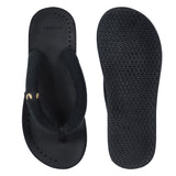 Women's Plush Black Round Toe Polyurethane Casual Flip-flops