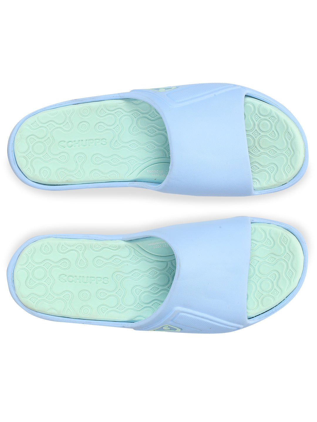 Women's Nova Sky Blue Lime Round Toe Polyurethane Casual Slides