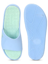 Women's Nova Sky Blue Lime Round Toe Polyurethane Casual Slides