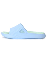 Women's Nova Sky Blue Lime Round Toe Polyurethane Casual Slides