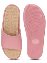 Women's Nova Pink Pale Round Toe Polyurethane Casual Slides