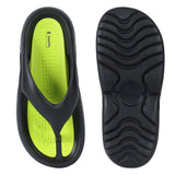 Women's Dune Black Neon Green Round Toe Polyurethane Casual Flip-flops