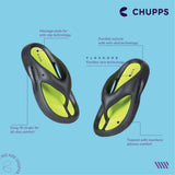 Women's Dune Black Neon Green Round Toe Polyurethane Casual Flip-flops